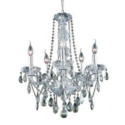 7955 Verona Collection Hanging Fixture D21in H26in Lt:5 Chrome Finish (Swarovski Strass/Elements Gol