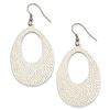 Image 1 : Stainless Steel Textured Oval Dangle Earrings