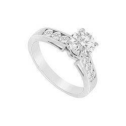 Diamond Engagement Ring : 14K White Gold - 0.75 CT Diamonds