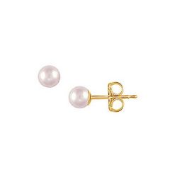 Freshwater Cultured Pearl Stud Earrings : 14K Yellow Gold – 4 MM