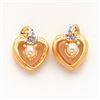 14K .01Ct Diamond & FW Cultured Pearl Birthstone Heart Earrings
