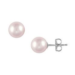 Freshwater Cultured Pearl Stud Earrings : 14K White Gold – 11 MM
