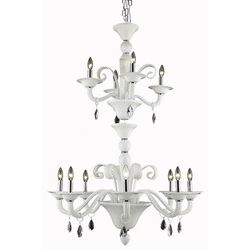 7812 Muse Collection Hanging Fixture D36in H52in Lt:8+4 White Finish (Royal Cut Crystals)