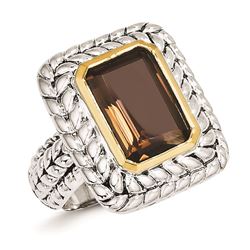 Sterling Silver W/14K Smoky Quartz Ring