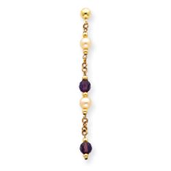 14K Pink FW Cultured Pearl And Amethyst Dangle Earrings