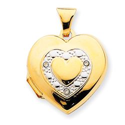 14K 18Mm Heart Stone Set Locket