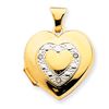 Image 1 : 14K 18Mm Heart Stone Set Locket