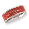 Image 1 : Stainless Steel Ed Hardy Signature Red Acrylic Ring