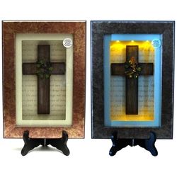 Spiritual Harvest Vine Cross Lighted Shadow Box