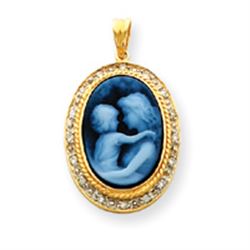 14K Everlasting Love Diamonds Cameo W/Sentiment Pendant