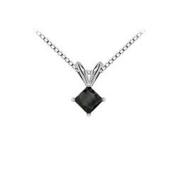 14K White Gold : Princess Cut Diamond Solitaire Pendant - 1.50 CT. TW.