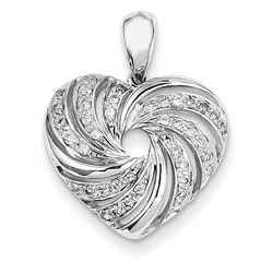14K White Gold & Diamond Heart Pendant