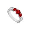 Image 1 : Ruby Three Stone Ring : 14K White Gold - 0.50 CT TGW