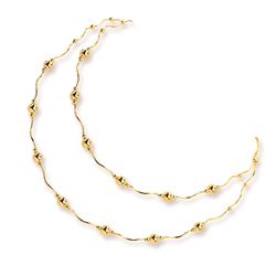 14Ky Double Spiral & Bead W/2 In  Extension Necklace