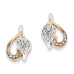 14K White Gold & Rhodium Diamond Heart Post Earrings