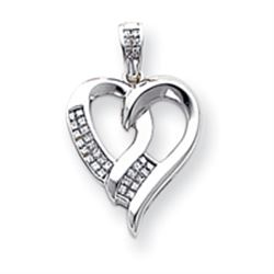 14K White Gold Polished .25Ct A Quality Completed Fancy Diamond Heart Penda