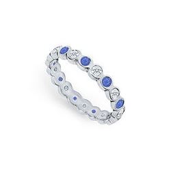 Diamond and Blue Sapphire Eternity Band : Platinum – 1.00 CT TGW