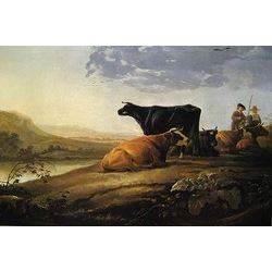 Young Herdsmen with Cows (Paper Poster)