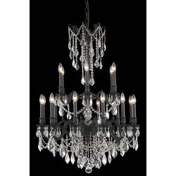 9218 Rosalia Collection Hanging Fixture D32in H42in Lt:12+6 Dark Bronze Finish (Royal Cut Crystals)