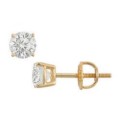 18K Yellow Gold : Round Diamond Stud Earrings – 0.75 CT. TW.