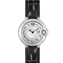 Cartier  Ballon Bleu 28Mm Diamond Dial Leather  Women Watch
