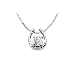 Cubic Zirconia Horseshoe Pendant : 14K White Gold - 1.00 CT TGW
