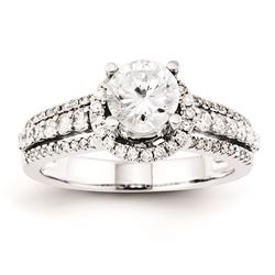 14K White Gold Diamond Semi Mount 0.75Ct. Center Stone Ring