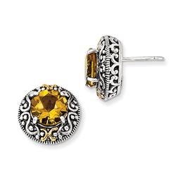 Sterling Silver W/14K Citrine Earrings