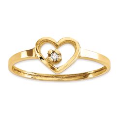 14K CZ Heart Ring