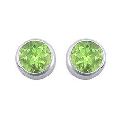Peridot Bezel-Set Stud Earrings : .925 Sterling Silver - 2.00 CT TGW