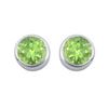 Image 1 : Peridot Bezel-Set Stud Earrings : .925 Sterling Silver - 2.00 CT TGW