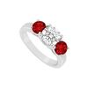 Image 1 : GF Bangkok Ruby and Cubic Zirconia Three Stone Ring .925 Sterling Silver 1.50 CT TGW