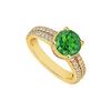 Image 1 : Emerald and Diamond Engagement Ring : 14K Yellow Gold - 1.00 CT TGW