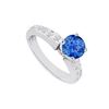 Image 1 : Sapphire and Diamond Engagement Ring 14K White Gold  0.85 CT TGW