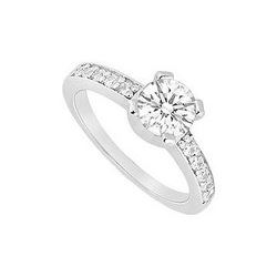 Diamond Engagement Ring : 18K White Gold - 0.66 CT Diamonds
