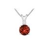 Image 1 : Diamond and Garnet Solitaire Pendant : 14K White Gold - 1.00 CT TGW