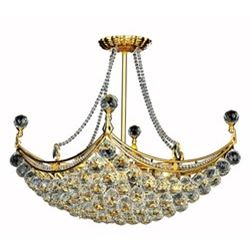 9800 Corona Collection Hanging Fixture L28in W16in H20in Lt:8 Gold Finish (Elegant Cut Crystals)