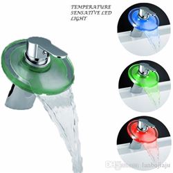 LED LIGHT GLASS WATERFALL FAUCET  - NEW IN BOX - RETAIL ESTIMATE $75-110.00