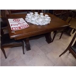 VINTAGE OAK TABLE - 1940'S - DRAW LEAF AT EACH END