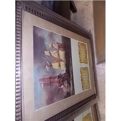 FRAMED PRINT - VINTAGE DESIGN TALL SHIP - CALENDAR