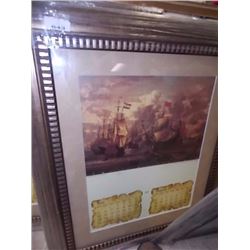 FRAMED PRINT - VINTAGE DESIGN TALL SHIP - CALENDAR