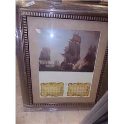 FRAMED PRINT - VINTAGE DESIGN TALL SHIP - CALENDAR