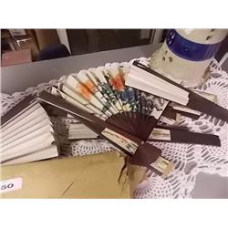 LOT OF 12 ORIENTAL FOLDING FANS - NEW