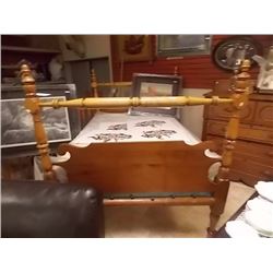 SCROLLED MAPLE 4 POST BED FRAME - DOUBLE