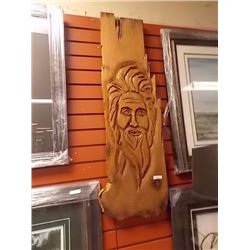 UNIQUE CHAINSAW CARVING - WALL MOUNT TREE SPIRIT - 40" TALL  X 13.5 X 1"