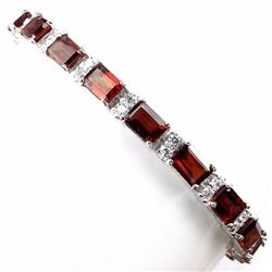 NATURAL ORANGE MOZAMBIQUE GARNET-WHITE CZ BRACELET