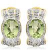 Image 1 : Natural Green Tea Amethyst & Diamond Earrings