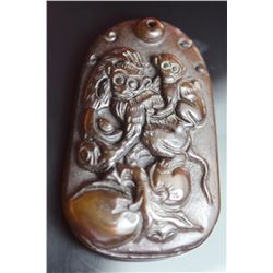 Old Chinese Jade Hand Carved Zodiac Monkey Pendant