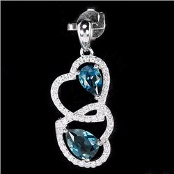 Natural London Blue Topaz Hearts Pendant