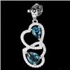 Natural London Blue Topaz Hearts Pendant